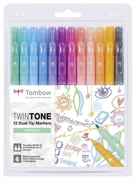 Tombow Sada oboustranných fixů TwinTone - Pastels