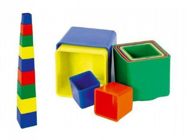 Kubus pyramida skládanka hranatá 9 ks (4 barvy )plastová