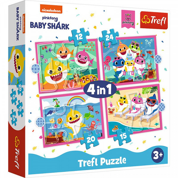 Trefl Puzzle Baby Shark - Rodina 4v1 (12,15,20,24 dílků)