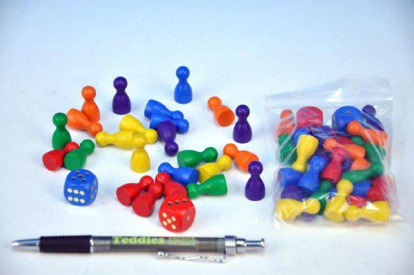 Člověče, nezlob se! náhradní figurky dřevo + 2 kostky