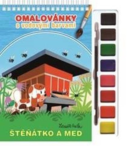 Štěňátko a med - Omalovánky s vodovými barvami a štětcem