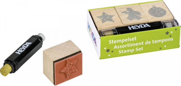 HEYDA Dřevěná razítka s polštářky - vánoce 3 ks