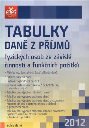 Tabulky daně z příjmů fyzických osob ze závislé činnosti a funkčních pož. 2012