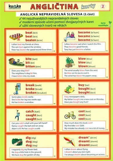 Angličtina karty 2 - nepravidelná slovesa