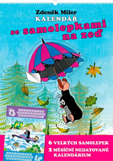 Nástěnný kalendář Krteček, se samolepkami, 33 × 46 cm