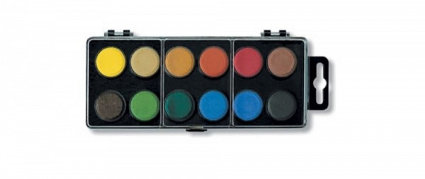 Koh-i-noor vodové barvy/vodovky obdélník černý 12 barev o průměru 22,5 mm