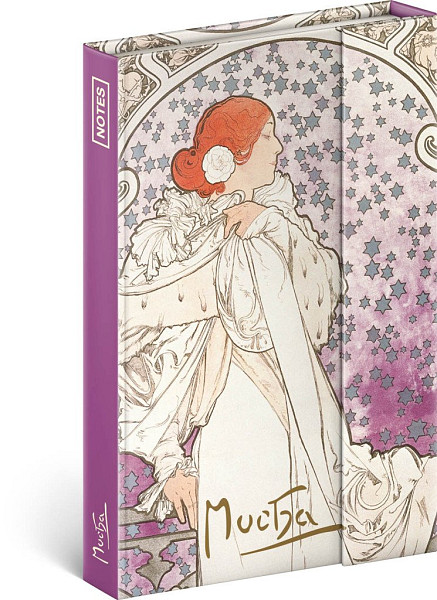 NOTIQUE Notes Alfons Mucha – Dáma, linkovaný, 11 x 16 cm