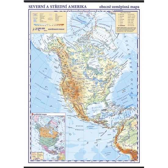 Severní Amerika fyzická mapa