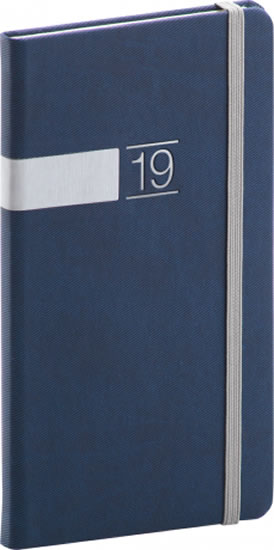 Kapesní diář Twill 2019, modrý, 9 x 15,5