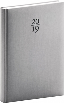 Denní diář Capys 2019, stříbrný, 15 x 21