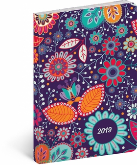 Ultralehký diář Květiny 2019, 11 x 17 cm