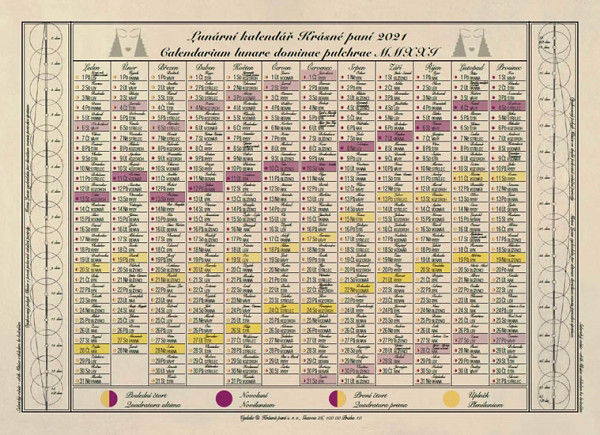 Jednolistý Lunární kalendář Krásné paní 2019