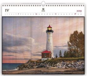Luxusní dřevěný obrazový kalendář Lighthouse