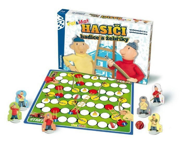 Společenská hra v krabici Hasiči hadice a žebříky Pat a Mat