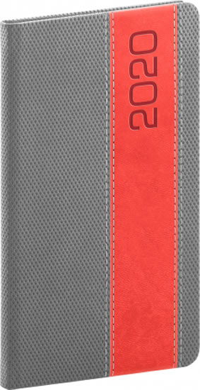 Diář 2020 - Davos - kapesní, šedočervený, 9 x 15,5 cm