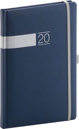 Diář 2020 - Twill - týdenní, modrostříbrný 15 × 21 cm