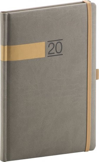 Diář 2020 - Twill - týdenní, šedozlatý 15 × 21 cm