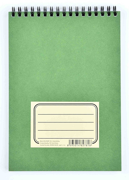 Kroužkový blok ZELENÁČ A5, 50 listů