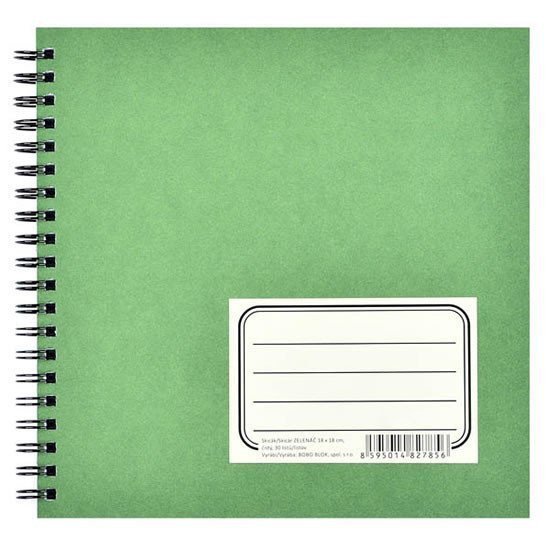 Skicák ZELENÁČ, 18x18cm, čistý, 30 listů