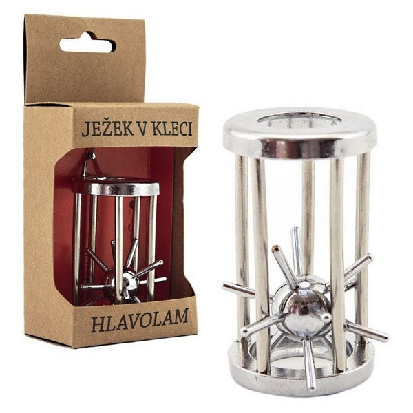 Hlavolam ježek v kleci kovový chromovaný