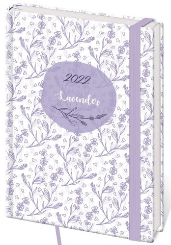 Diář 2022 B6 LYRA denní s gumičkou L230 Lavender