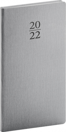 Diář 2022: Capys - stříbrný/kapesní, 9 x 15,5 cm