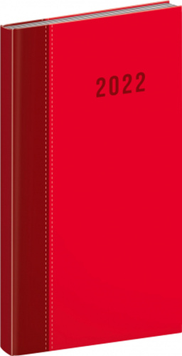 Diář 2022: Cambio Classic - červený/kapesní, 9 x 15,5 cm