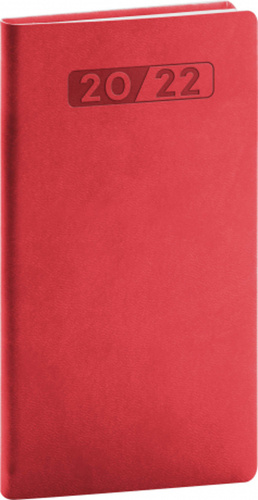Diář 2022: Aprint - červený/kapesní, 9 x 15,5 cm