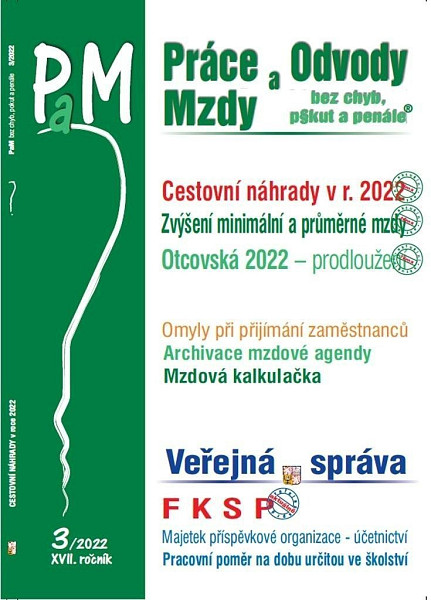 Práce a mzdy 3/2022 – Cestovní náhrady v roce 2022
