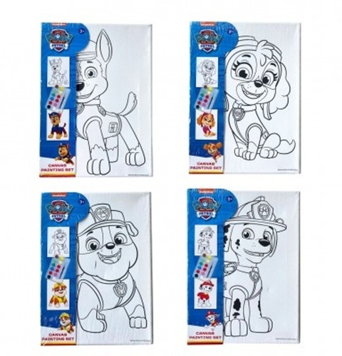 Malířské plátno s předt. obrázkem Paw Patrol/Tlapková patrola s barvami