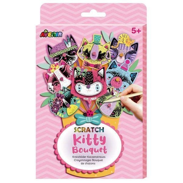 Škrabací obrázky - kytice (kočka)