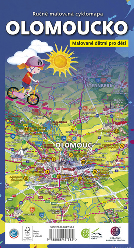 Ručně malovaná cyklomapa Olomoucko dětem