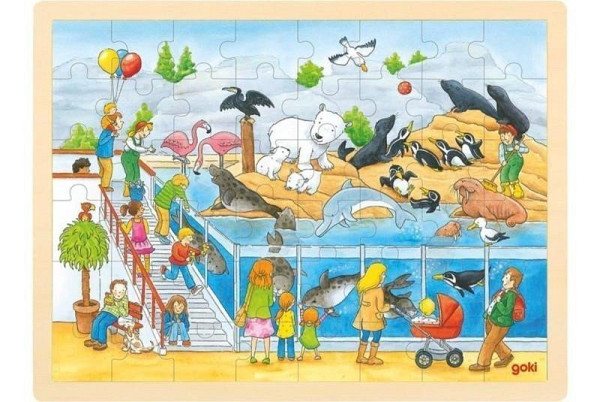 Dřevěné puzzle Návštěva Zoo 48 dílků