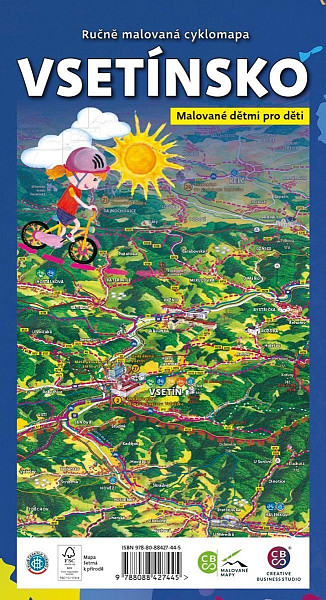Ručně malovaná cyklomapa Vsetínsko