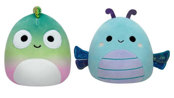 Squishmallows 2v1 - chameleon Denton a vážka Heather 13 cm