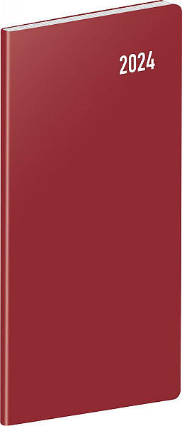 Kapesní diář Vínový 2024, plánovací měsíční, 8 × 18 cm