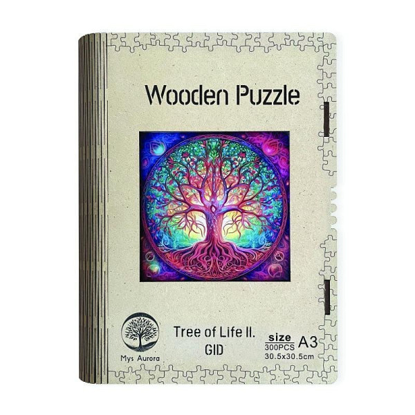 Dřevěné puzzle Strom života A3 svítící ve tmě