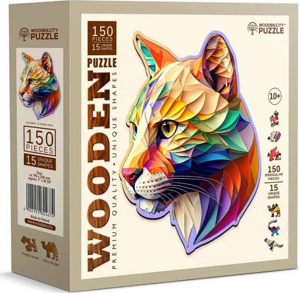 Dřevěné puzzle Barevná puma 150 dílků EKO