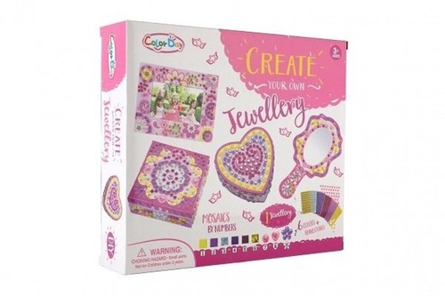 Kreativní sada šperkovnice s mozaikou s doplňky v krabici