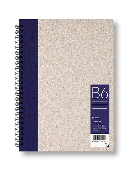 Kroužkový zápisník B6, linka, tmavě modrý, 50 listů