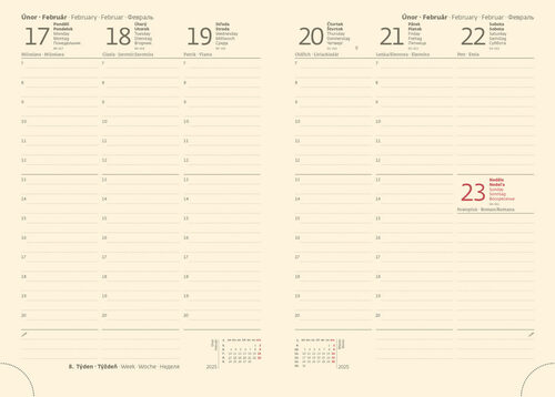 Diář 2025 Nebrasca týdenní A5 anglická červená