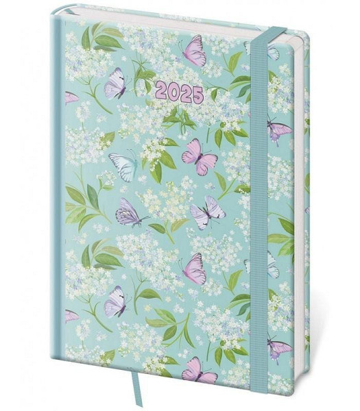Diář 2025 Vario týdenní A5 Butterfly s gumičkou