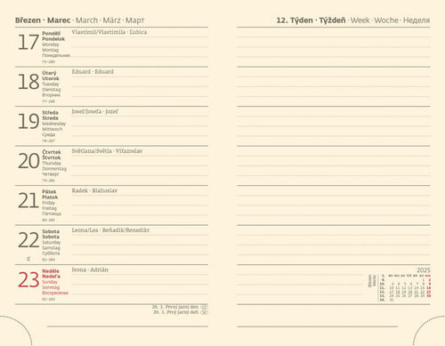 Diář 2025 Memory týdenní kapesní tmavě modrá s gumičkou