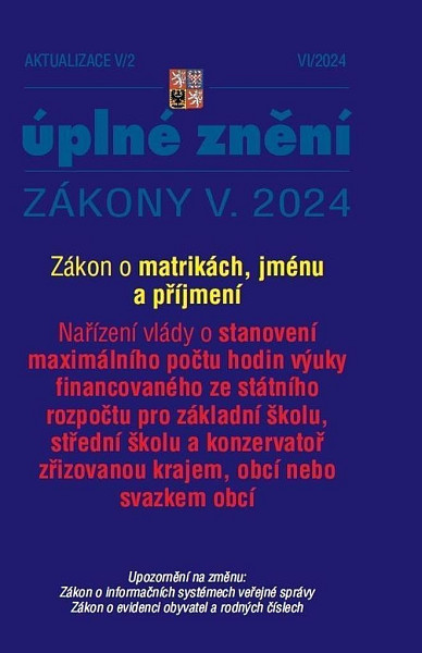 Aktualizace V/2 2024 Zákon o matrikách, jménu a příjmení