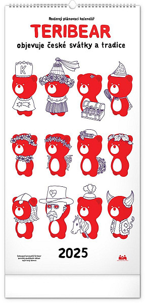 NOTIQUE Rodinný plánovací kalendář TERIBEAR 2025, 21 x 42 cm