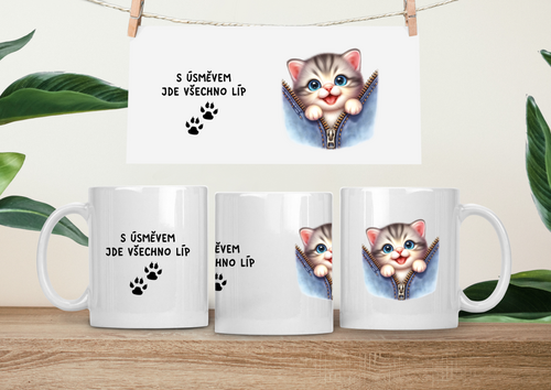 Hrneček čumáček 330ml porcelán Kočička