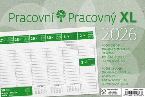 Kalendář Pracovní XL 2026 - stolní kalendář