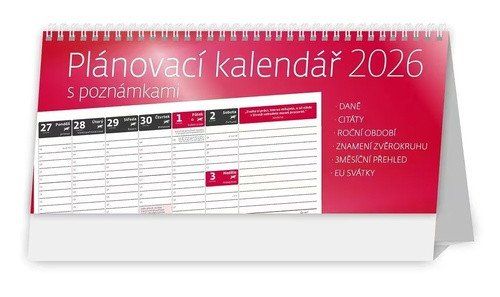 Plánovací s poznámkami 2026 - stolní kalendář
