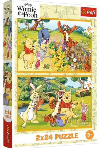 Puzzle Medvídek Pú Den v zahradě 2x24 dílků