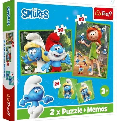 Sada 3v1 Šmoulové (2x puzzle + pexeso)